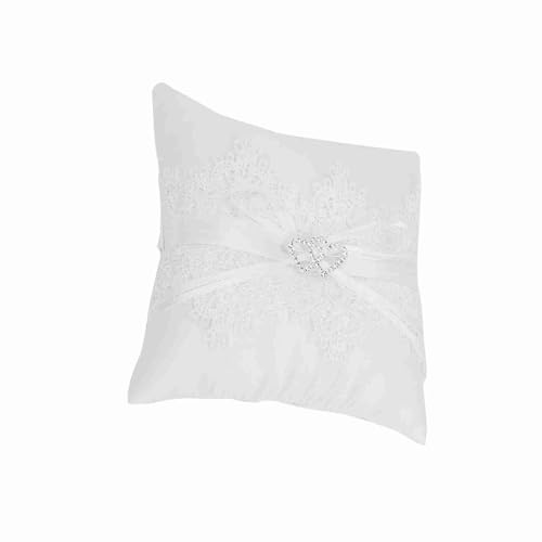 Generic Satin Ringkudde med Pärldekoration för Eleganta Bröllop, Flower Girl Accessoar, Spets, Inomhus/utomhus, 1 Enhet