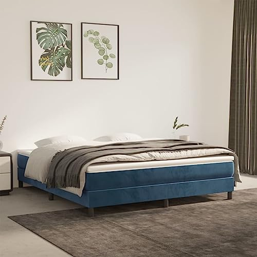 Cartvyn Resårmadrass med fjäderkärna mörkblå 160 x 200 x 20 cm sammet, andas, ergonomisk, fjäderkärna, kallskum, dubbelsäng, tvättbart för lugn sömn