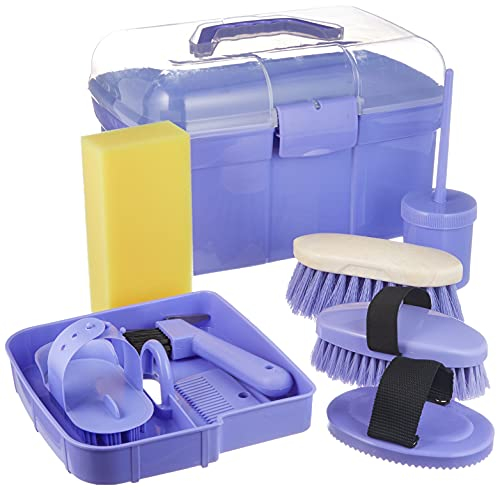 Kerbl Grooming box filled for children, purple (care kit for horses) 321765, 8 pieces (pack of 1), polypropylene