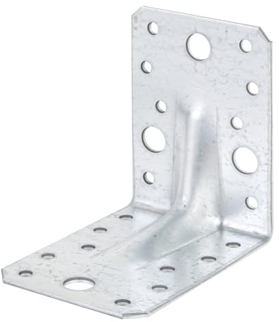 GAH-Alberts 334581 Schwerlast-Winkelverbinder mit Sicke, Handwerkerpack - sendzimirverzinkt, 90 x 90 x 65 mm / 50 Stück
