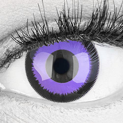 Farbige rosa Crazy Fun Kontaktlinsen Purple Lunatic mit gratis Linsenbehälter + 60ml Pflegemittel, Topqualität zu Fasching, Karneval und Halloween