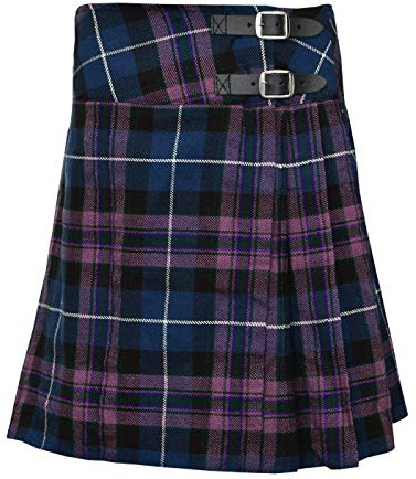 Ladies Knee Length Kilt Skirt 20 Length Tartan Pleated Kilts - Pride of Scotland (12) Purple