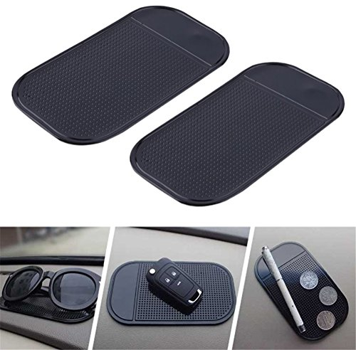 DUBENS (2 Stück) Handy Halterung KFZ Auto Anti-Rutsch-Matte-Pad/Halterung Anti Rutsch Matte/Antirutschmatte Klebematte/Klebe-Matte Haftmatte/Riecht Nicht nach Weichmacher 13 x 7 cm Schwarz