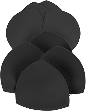SERMICLE Bra Pad Inserts 4 Pairs, Bra Pads Sewn Padded for Sports Bra A/B or C/D Cup Beige or Black Optional (C/D Cup, Black)