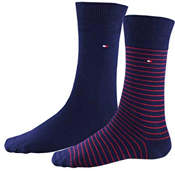 Tommy Hilfiger Classic, Calzini Uomo, Navy/Red 093, 43-46 (Pacco da 2)