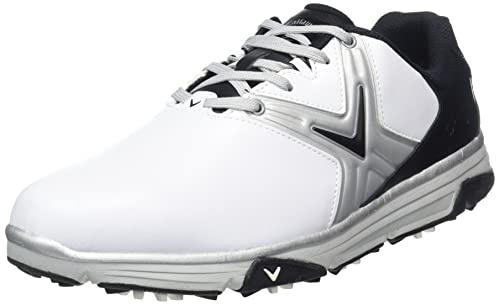 Callaway Chev Comfort 2020 Zapato de golf impermeable sin clavos Hombre, Blanco/Negro, 44.5 EU