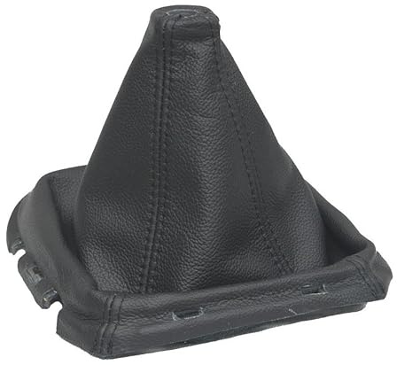 The Tuning-Shop Soufflet de levier de vitesse en cuir noir avec cadre en plastique de 180 mm
