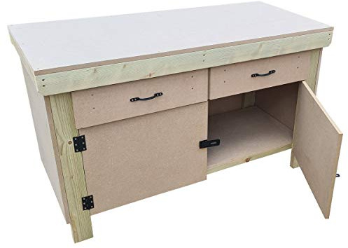 Arbor Garden Solutions Wooden workbench 18mm MDF top with storage drawers and lockable cupboard (V.4) (6ft)