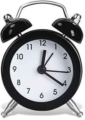 Vicloon Mini Alarm Clock, Bedside Clocks Battery Operated Non Ticking Table Clocks, Bedroom Retro Alarm Clock Simple Loud Vintage Alarm Clocks for Bedroom Kitchen Desk Bedside（Battery not included）
