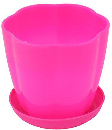 Ruilogod Table de Jardin en Plastique Decorati sur l'usine Container Planteur Pot à Fleurs Plateau Soucoupe Fuchsia
