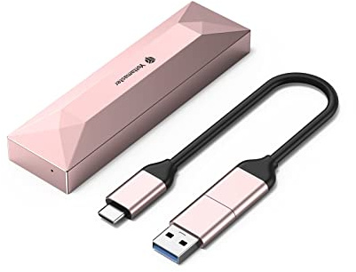 Yottamaster M.2 NVMe SATA Enclsoure, USB C 10Gbps External NVMe Enclosure for M and B&M Keys 2280/2230/2242/2260 SSDs, Aluminum M.2 Enclsoure Thunderbolt 3 Compatible with Heatsink-[TR4-Rose Gold]