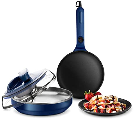 DISHENGZHEN Crepiera, Crepiera Domestica con Agitatore, Crepiera Elettrica da 8 Pollici Macchina per Pizza da Forno Pancake Portatile Padella Antiaderente per Cucina Domestica