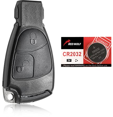 RED WOLF 2 Tasten Schlüsselgehäuse Auto Gehäuse der Fernbedienung für 1999-2010 Mercedes Benz CLS SLK B-Klasse Ersatzschlüssel mit CR2032 Batterie