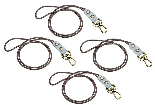 PATIKIL 19 Pulgadas Cuero Genuino Cordón, 4 Paquete Cuero Cuerda Muñequera Pulsera Llavero Muñeca Correa con Gancho Clip para Llave ID Insignias Soporte, Azul
