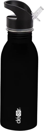 Décor Snap n Seal 500ml Stainless Steel Drink & Water Bottle | Leakproof with 'Snap n Seal' Lid, Drinking Straw & Carrying Hook | Perfect for Gym, School, Sports, Travel, Outdoors & On-The-Go