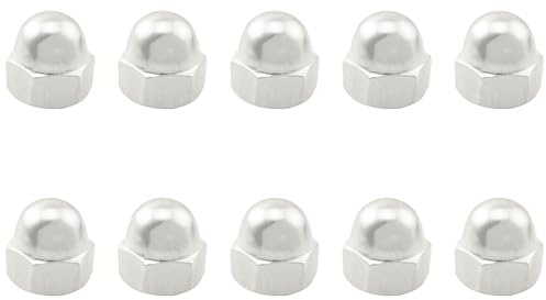 RLECS 10pcs Stainless Steel Hex Acorn Cap Nut 1/4-20 Decorative Round Head Cover Dome Nuts