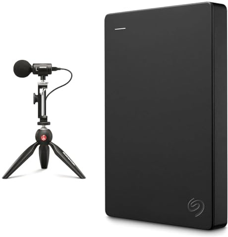 Shure MV88+ Video Kit - Digital Stereo Condenser Microphone for Apple and Android & Seagate Portable Drive, 2TB, External Hard Drive, Classic Black, for PC Laptop and Mac