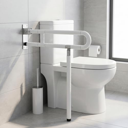 QWORK® Haltegriff, Toilettenhaltegriff mit Bein, Rutschfeste Faltbare Toilettenstangen Toilettenhilfen
