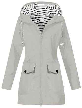 Flodxo Waterproof Jackets Women ladies Rain Jacket Lightweight Raincoat with Hood Waterproof Windbreaker Transition Jacket Breathable Coat Long Sleeve Trench Coats for Hiking Camping Grey S