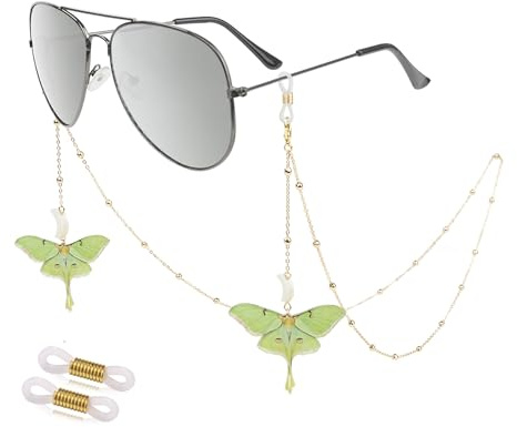 EegantCho Modische Brillenkette der Frauen, Sonnenbrille Anti Verlust, Lesebrille Rahmen, vergoldeter Farbschutz, exquisite Geschenkbox Verpackung