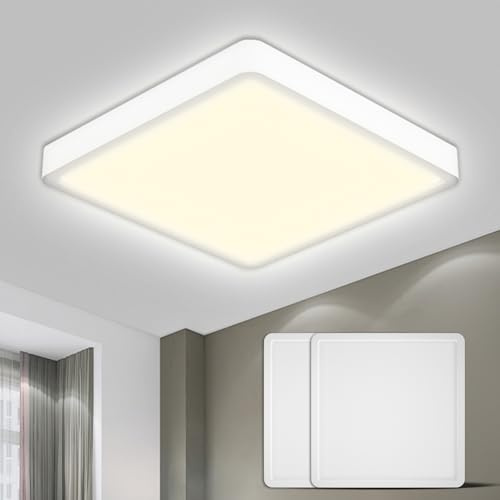 LQWELL® Deckenleuchte LED Deckenlampe, IP44 Wasserfest Badlampe Quadrat Flach 23W 4000K 2600LM Modern Schlicht Lampe Dünn für Wohnzimmer Badezimmer Schlafzimmer Küche Balkon Keller Büro, 300 * 25mm