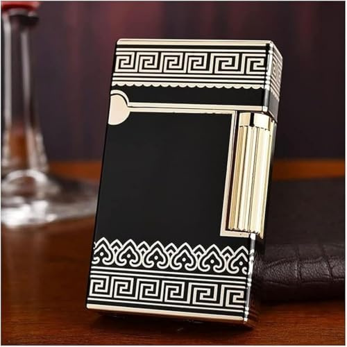 Classic Grinding Wheel Lighter, Open Lid Ding Sound， Adjustable Soft Flame Lighter Butane Refillable Gas Lighter Flip Cover Flint Side Slip Igniter(C9)