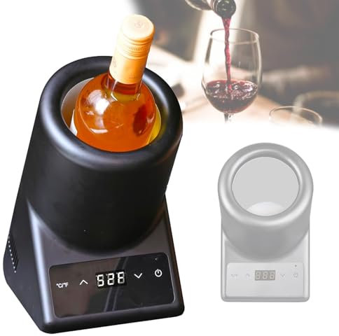 Enfriador de vino eléctrico, enfriador de vino sin hielo para una sola botella con controles de temperatura de pantalla táctil (5-18 °C/41-64 °F) para varios vinos, champán,Black