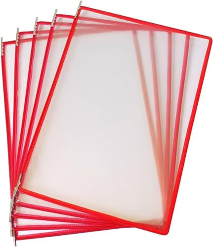 SFQEVHRZ Wandmontierter Aktenhalter, Sichttafelsystem Tischwand, A4-Preislistenhalter 10 Sichttafeln, Blatthalter, Orange