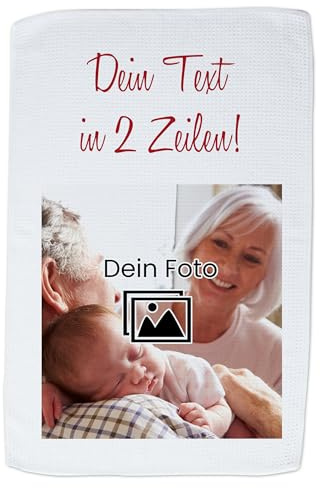 GRAZDesign Geschirrtücher mit Foto und Text personalisiert, Geschenk für Oma, Mama, Papa, Opa, Küchentuch zu Geburtstag Weihnachten Polyester