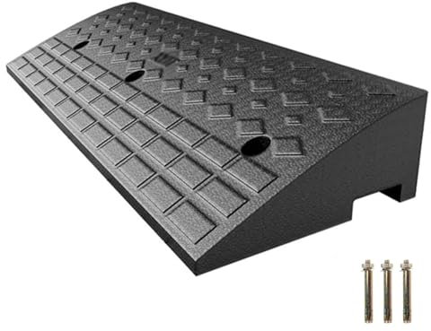WJPUELUO Bordsteinrampen,Gummi Rampenrampe Rollstuhl,Türschwellenrampe,Tragbar,Strapazierfähige,rutschfeste Oberfläche,Randstein Rampe Für Auto,Motorrad,Rollstuhl,Rollator,Schwarz,100x25x5cm