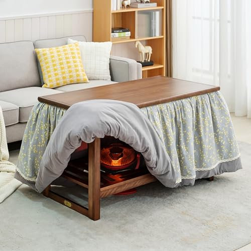 ZIHESY Calefactora Cuadrada Mesa Kotatsu con Calentadores Y Mantas, Mesa de Centro Plegable con Compartimento de Secado, para Usar en Todas Las Estaciones