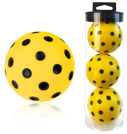 Lot de 3 balles de pickleball silencieuses - 7,4 cm - En mousse polyuréthane - Améliore la coordination œil-main - Contient 3 balles et tube