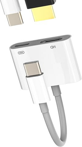 Adaptateur USB C Vers Hdmi(2en1)chargeur Cable Type C Pour iphone 16 Pro Max MacBook Pour ipad Compatible Avec Samsung S24 S23 S22 TV Displayport Splitter Thunderbolt Ecran Appareil Raccord Connecteur