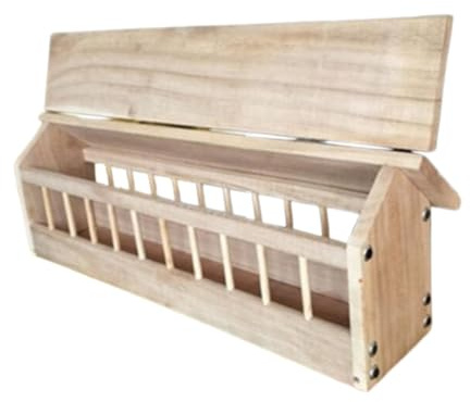 Gralara Futtertrog für Tauben, Holzspender für Vögel, Fütterungsschale für Geflügel, 40x11x7cm
