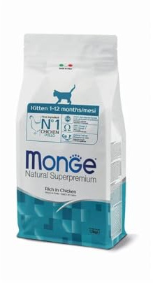 Monge Gatto Natural Superpremium Kitten Pollo 1,5kg, alimento secco completo per gattini cuccioli da 1 a 12 mesi di vita, gusto POLLO, 1,5kg.