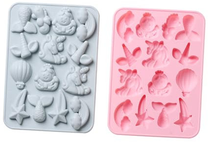 Zerodeko 2pcs Silicone Unicorn Mermaid Tail Mold for Baking Random Color Fondant Moulds for Cake Decorating and DIY Pastries