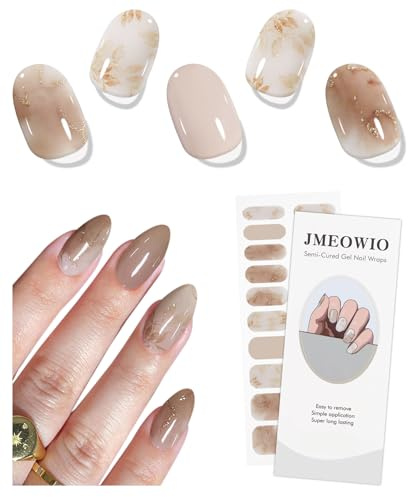 JMEOWIO Nagelfolie UV Härtend Glitzerblätter UV Gel Nail Strips Nagelsticker Nagelaufkleber Nail Art Dekoration Nageldesign Zubehör