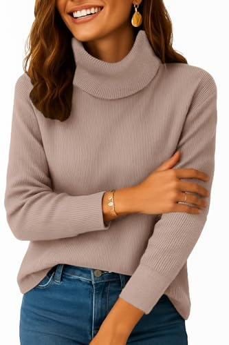Zeagoo Dampolotröja, vinter, stickad tröja, polotröja, tröja, elegant, långärmad tröja, polotröja, höst, toppar, bastoppar, ledig, S–XXL, kaki, S