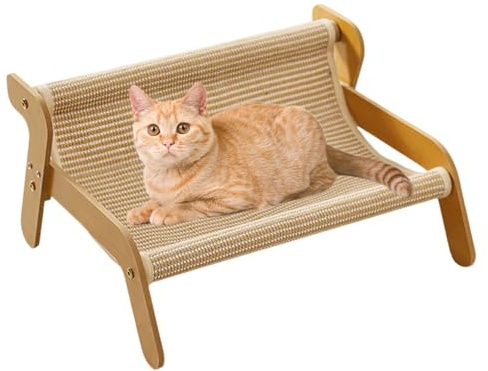 Kratzbett für Katzen – Kratzmöbel aus Sisal und Holz, bequem, Möbelschutz für Haustiere, Innenbereich, Ruhe- und Aktivitätsübungen