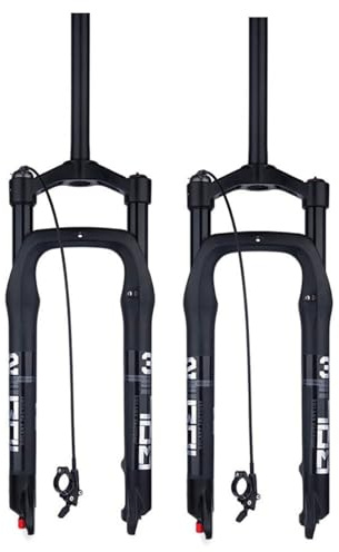 KANGXYSQ 26 Zoll Fatbike-Federgabel for 4.0 Fat-Reifen 1-1/8 Vorderradgabel Federweg 135 Mm Scheibenbremse QR 9 X 135 Mm HL/RL Zugstufeneinstellung(Remote)