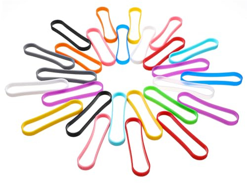 Xinjoduz 36 stycken gummiringar breda återanvändbara silikonband färgglada breda gummiband stora hushållsgummi för kontor hem skoltillbehör kort böcker kläder