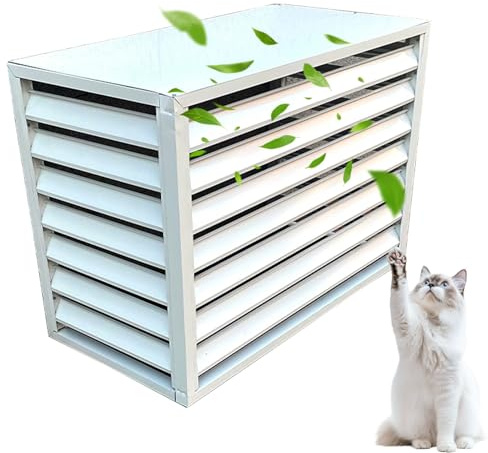 LYUCAYHQ Cubre Aire Acondicionado Exterior, Valla Decorativa con Diseño De Lamas, Cerramiento para Equipo de Piscina, Rejillas Decorativas para Jardín, Patio y Patio(White,110x60x80cm/43x24x31in)