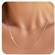RMMD Kette Silber Damen - 18K Weißgold Silber Ketten Halskette ohne Anhänger Dünne Silberkette Damen Schmuck Silver Necklace Women Jewelry Jewellery Geschenke für Freundin Frauen Teenager Mädchen