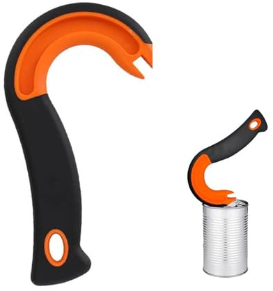 Wjelet Easy Open Ring Pull Can Opener Aid, J Hook Can Opener Pull Tab with No-Slip Grip for Seniors Kids Weak Hands & Limited Dexterity Friendly Kitchen Tool (Orange) (1Pcs)