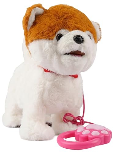 Walking Dog Electronic Pet Interactive Musical Puppy for (White Pomeranian) (B)