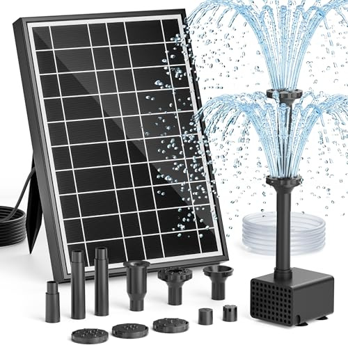 Solarvogelbrunnenpumpe, 8.5W Außen-Solarwasserpumpe mit 7+ Sprühmodi & 1.5m Schlauch, DIY Solarpumpe für Garten, Teiche, Pools und Aquarien