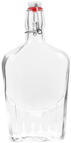 IMIKEYA Botella de Vidrio Transparente de 500 Ml Tapa Hermética, Apta para Licor y Bebidas, Reutilizable para Banquetes y Fiestas, Adecuado para Almacenamiento Seguro de Vinos y Jugos