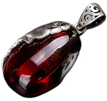 S925 Sterling Silver Halsband Vintage Kvinnor Fisk Inlagd granat Enkelt Klassiskt hänge Palace National Wind Present Mode High-End Utsökt