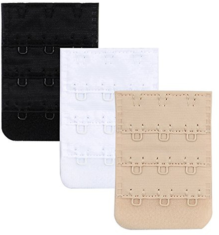 Closecret Women's Nylon Bra Extender Brassiere Band Breathing Room Multi-Size Optional(3 Hooks 1/2 Inch Spacing)