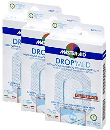 SPARANGEBOT sensitive und luftdurchlässige Pflaster, hautfreundlicher Wundverband, DROP® MED MASTER AID (3 Boxen à 5 Pflaster (5cm x 7cm))